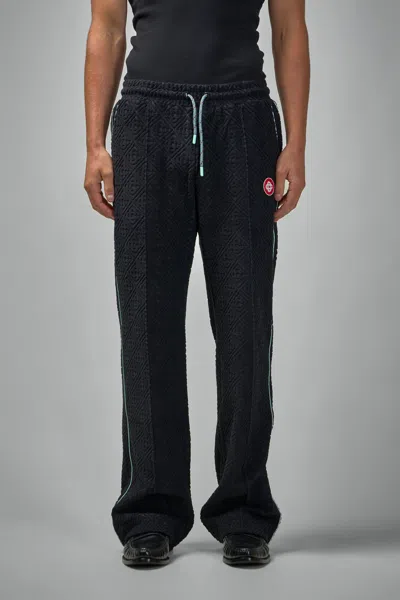 Casablanca Black Pants With All-over Embossed Monogram And Drawstring Waist
