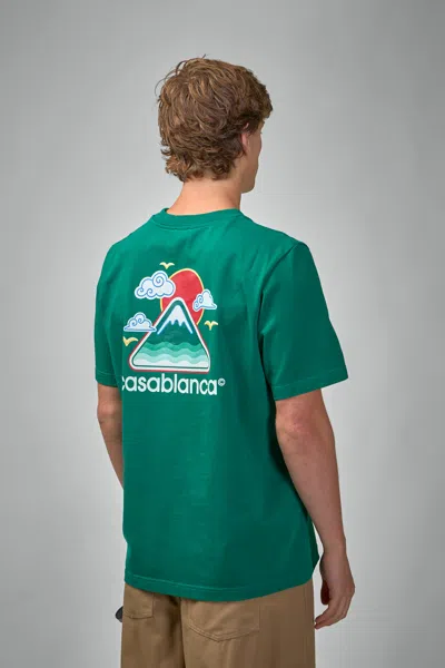 Casablanca Montagne Ondulee Crewneck T-shirt In Green