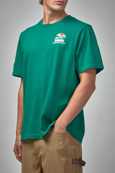 Casablanca Montagne Ondulee Crewneck T-shirt In Green