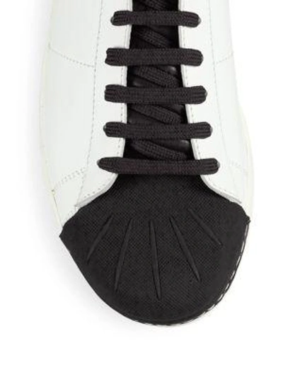 Shop Moncler Leather Lace-up Sneakers In Ivory