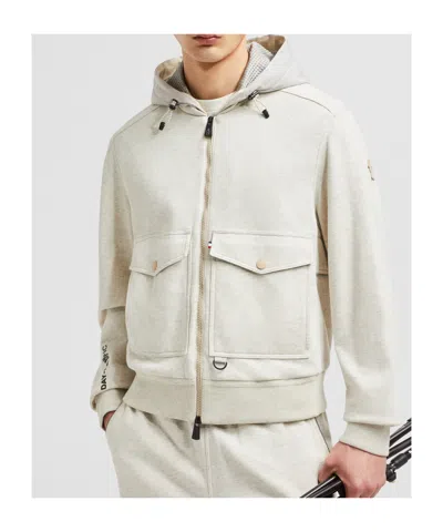Moncler Grenoble Men Padded Wool Zip-up Hooded Jacket