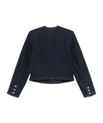 7 For All Mankind Round-neck Long-sleeve Jacket In Blue