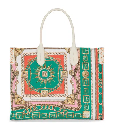 Balmain B-army Medium Tote Bag In Printed Canvas