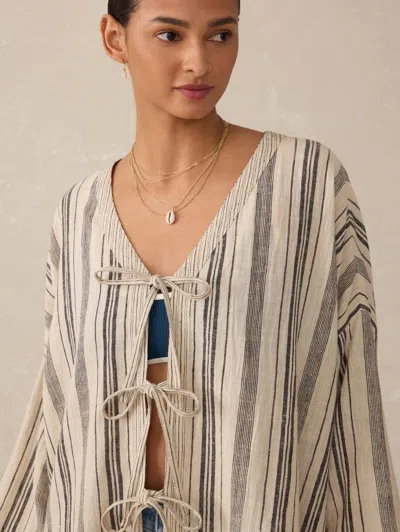 Faherty Rip Tide Stripe Organic Cotton Cover-up Dress In Neutral