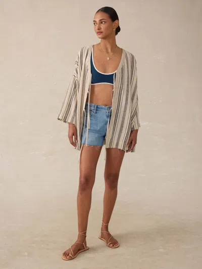 Faherty Rip Tide Stripe Organic Cotton Cover-up Dress In Neutral