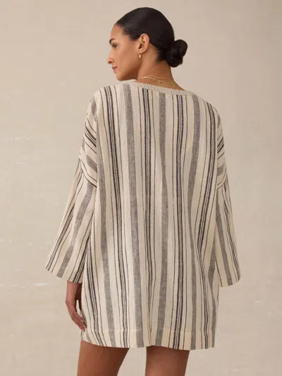 Faherty Rip Tide Stripe Organic Cotton Cover-up Dress In Neutral