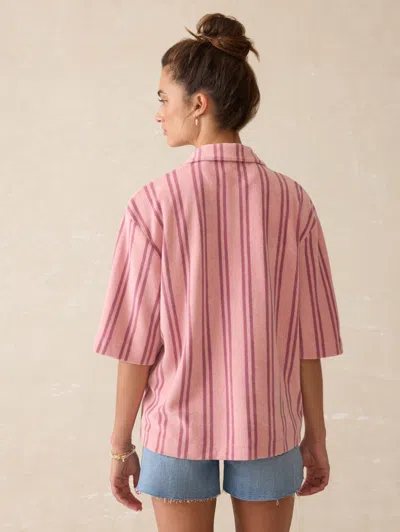 Faherty Cabana Towel Terry Camp Shirt In Pink