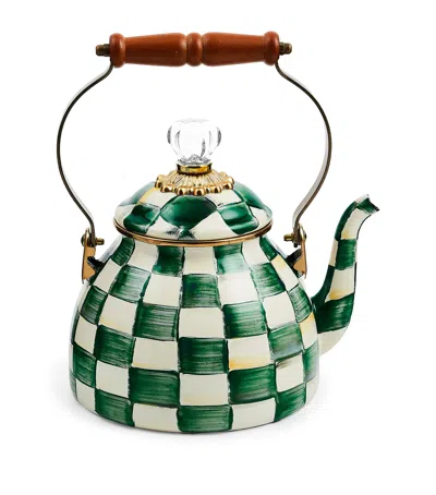 Mackenzie-childs Mackenzie Childs Emerald Check Enameled Steel 2-quart Tea Kettle