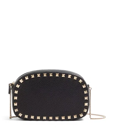Valentino Garavani Valentino Rockstud Mini Grainy Leather Crossbody In Black