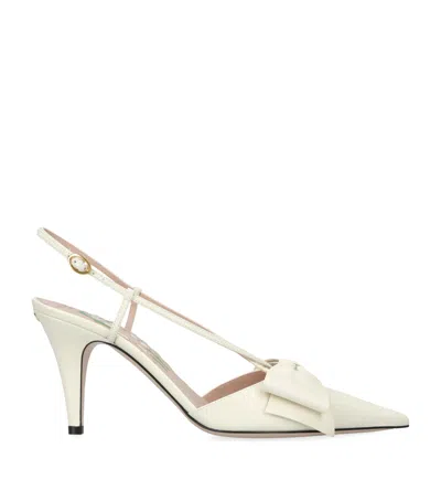 Valentino Garavani Valentino Bowow 85 Leather Slingback Pump In White