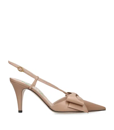 Valentino 'bowow' Slingback With Pointed Toe And Stiletto Heel In Brown