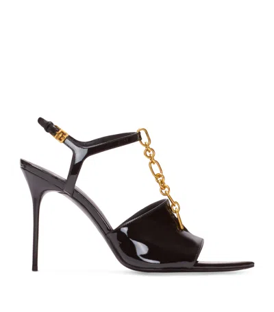 Balmain Sync Patent Leather Sandals With Heel In Black