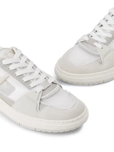 Ferragamo Mesh Suede Lace-up Sneakers
