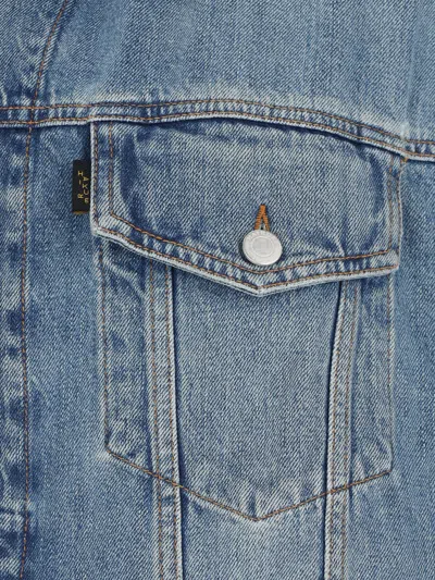 Haikure Boxy Denim Gilet With Pointed Collar In Blue