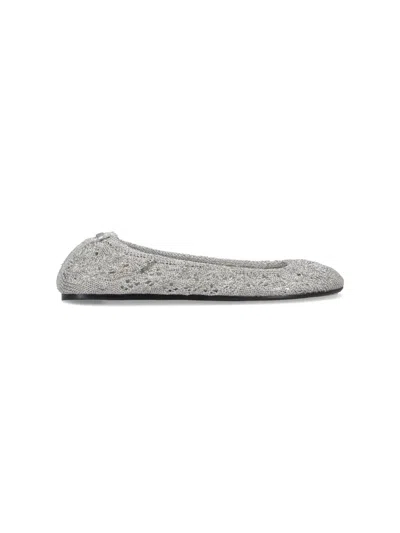 Isabel Marant Crochet Flat Ballerina Shoes Round Toe In Silver