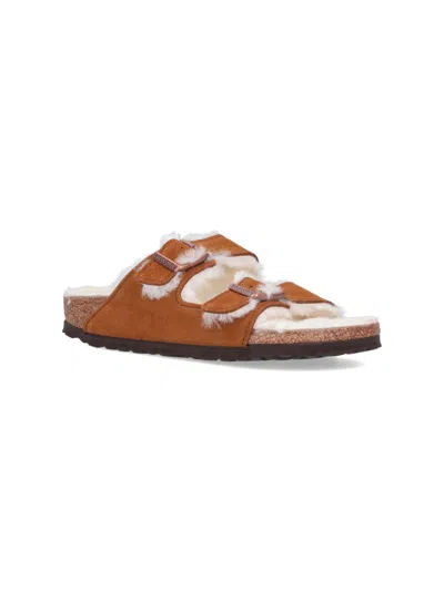 Birkenstock Arizona Shearling Sandal In Brown