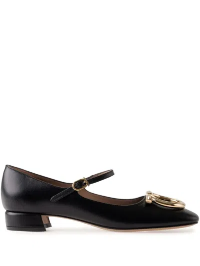 Ferragamo Buckle Detail Gold-tone Hardware Ballerina Shoes In Black