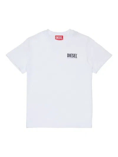 Diesel T-shirt In Jersey Stretch Con Logo Istituzionale In White