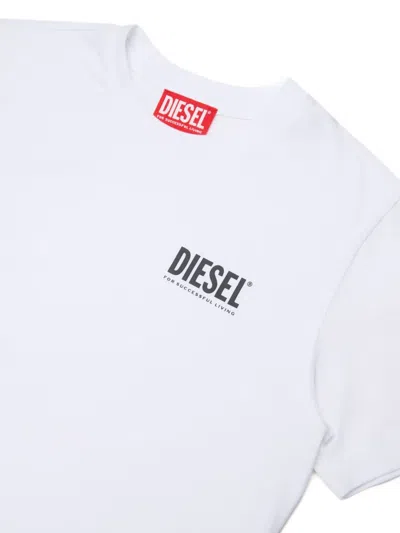 Diesel T-shirt In Jersey Stretch Con Logo Istituzionale In White