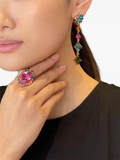 Anabela Chan 18kt Gold Vermeil Tropical Paradise Multi-stone And Diamond Clip-on Earrings In Multi