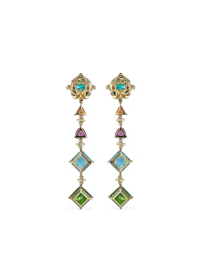 Anabela Chan 18kt Gold Vermeil Tropical Paradise Multi-stone And Diamond Clip-on Earrings In Multi