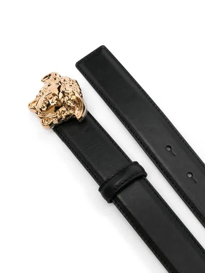 Versace Men La Medusa Leather Belt In Multicolor