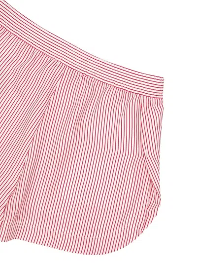 Stella Mccartney Embroidered Striped Organic Silk Shorts In Red