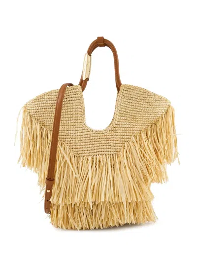 Zimmermann Medium Goldentime Fringed Raffia Bag