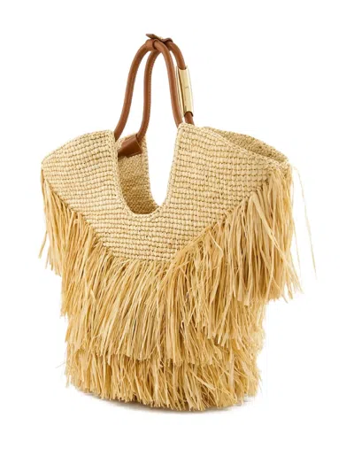 Zimmermann Medium Goldentime Fringed Raffia Bag