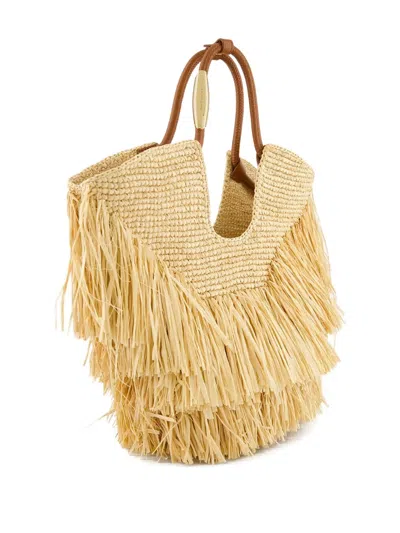 Zimmermann Medium Goldentime Fringed Raffia Bag