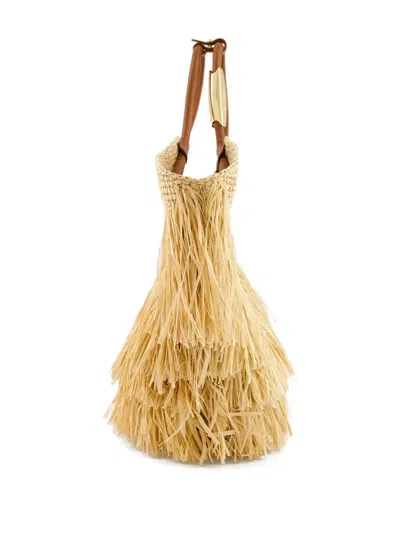 Zimmermann Medium Goldentime Fringed Raffia Bag
