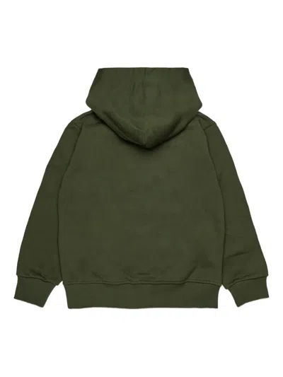 Diesel Kids Green Hoodie With Logo Patch In Green