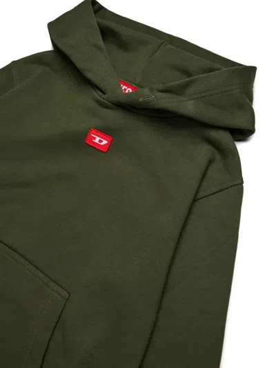 Diesel Kids Green Hoodie With Logo Patch In Green