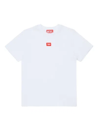 Diesel Jersey T-shirt With Red D Patch In White