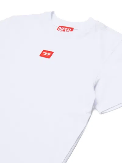 Diesel Jersey T-shirt With Red D Patch In White