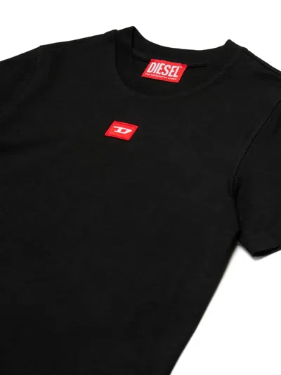 Diesel Jersey T-shirt With Red D Patch In Black