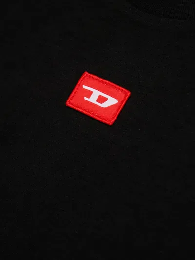 Diesel Jersey T-shirt With Red D Patch In Black