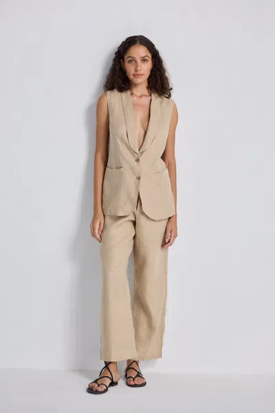 Reistor Sleeveless Hemp Jacket Set In Neutral