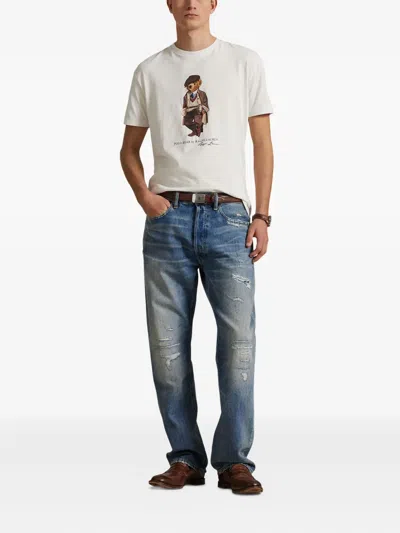 Polo Ralph Lauren White Polo Bear T-shirt Custom Slim-fit In White