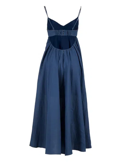 Zimmermann Front Twist Long Dress In Blue