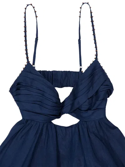 Zimmermann Front Twist Long Dress In Blue