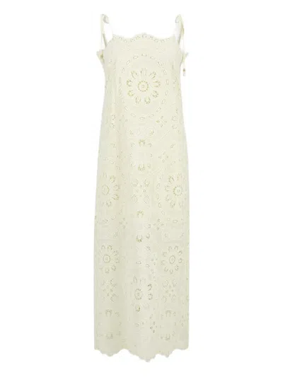 Zimmermann Rhiannon Guipure Lace-trimmed Voile Midi Dress In White