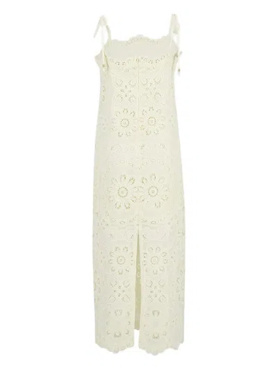Zimmermann Rhiannon Guipure Lace-trimmed Voile Midi Dress In White