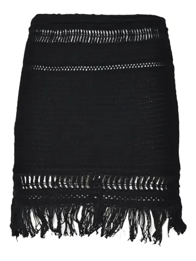 Isabel Marant Étoile Ardena Fringed Macrame Mini Skirt In Black