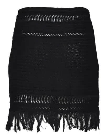 Isabel Marant Étoile Ardena Fringed Macrame Mini Skirt In Black