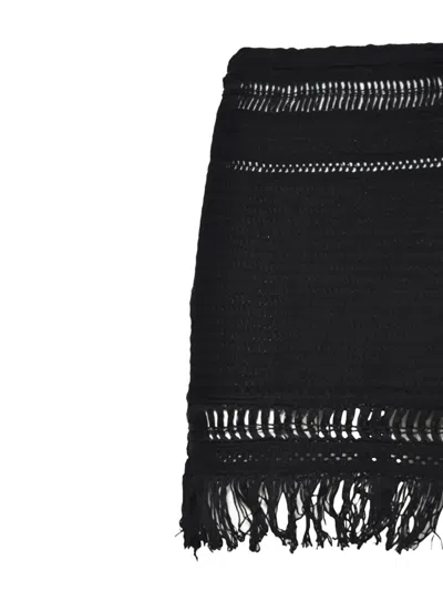 Isabel Marant Étoile Ardena Fringed Macrame Mini Skirt In Black
