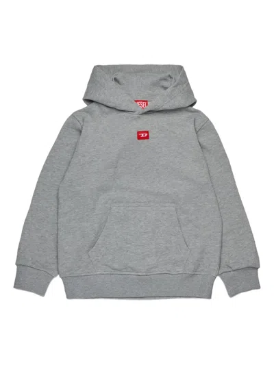 Diesel Logo-patch Hoodie In Gray