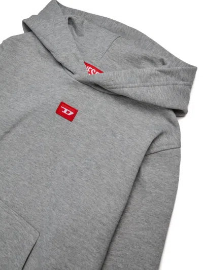 Diesel Logo-patch Hoodie In Gray