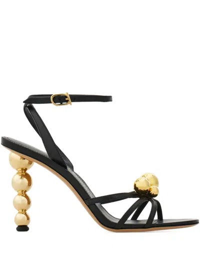 Ferragamo Karina Strappy Spheres Ankle-strap Sandals In Black