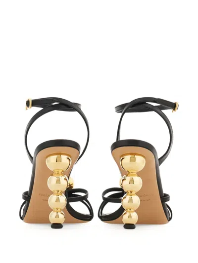 Ferragamo Karina Strappy Spheres Ankle-strap Sandals In Black